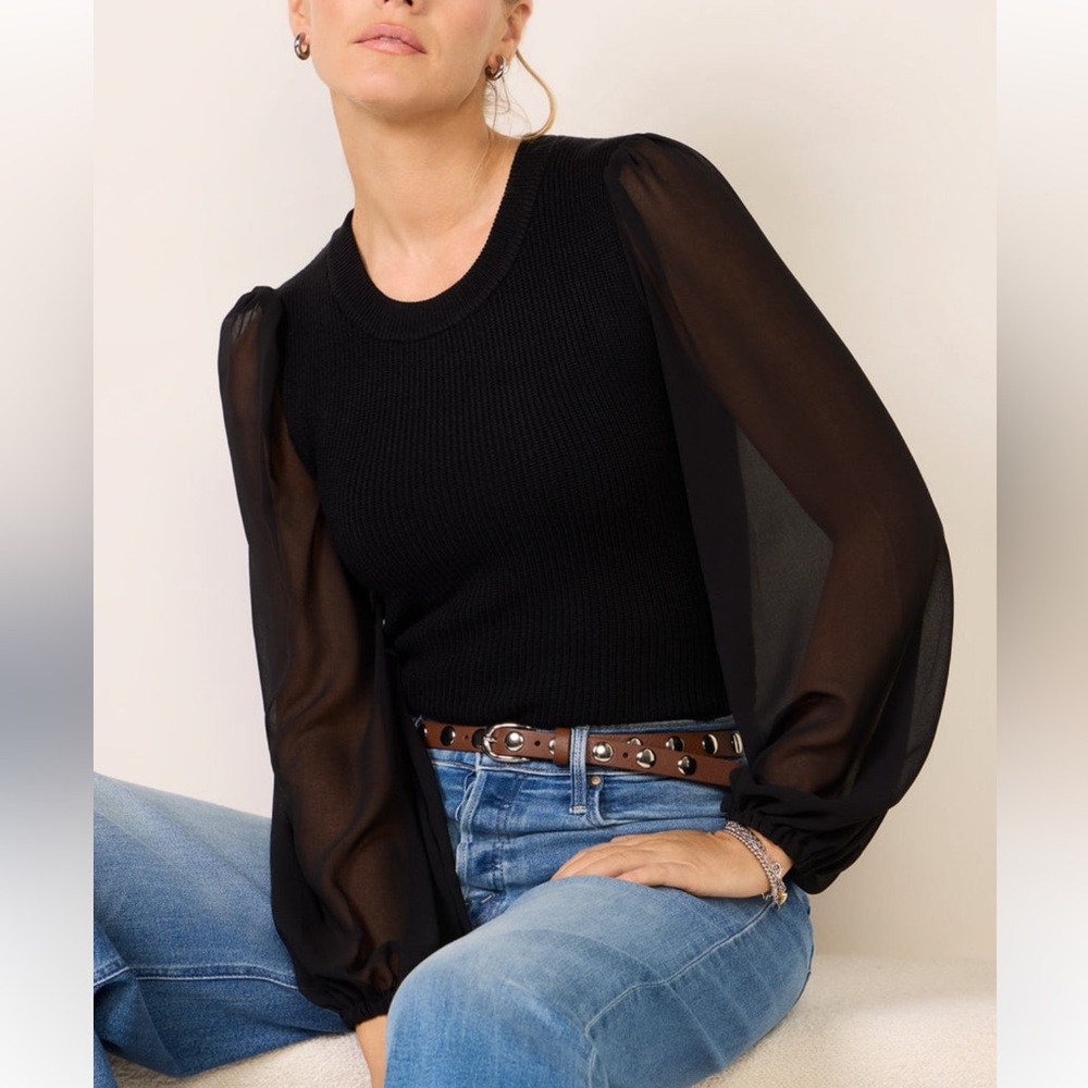 Evereve Marina Pullover w/ sheer sleeves